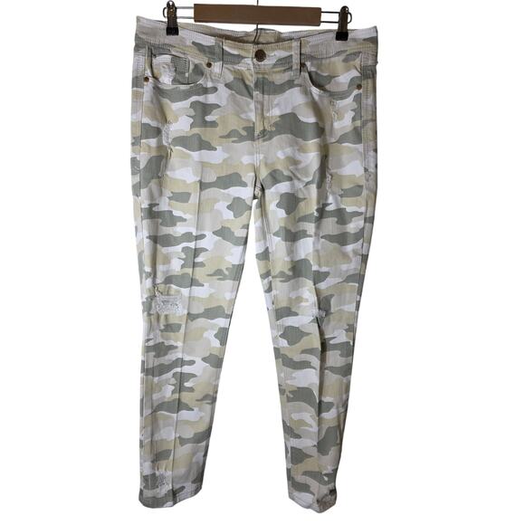 SEVEN7 Brown Green Tan Camo Distressed Stretch Jeans Pants SZ 12 - Picture 1 of 12